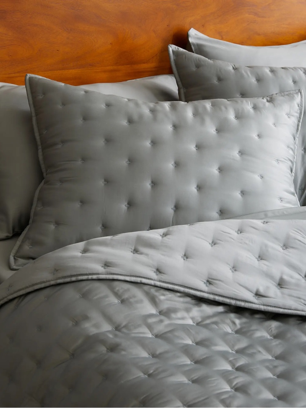 NWOT QUINCE Bamboo Dream Quilted Sham Set King Eucalyptus 7932 - Picture 3 of 9